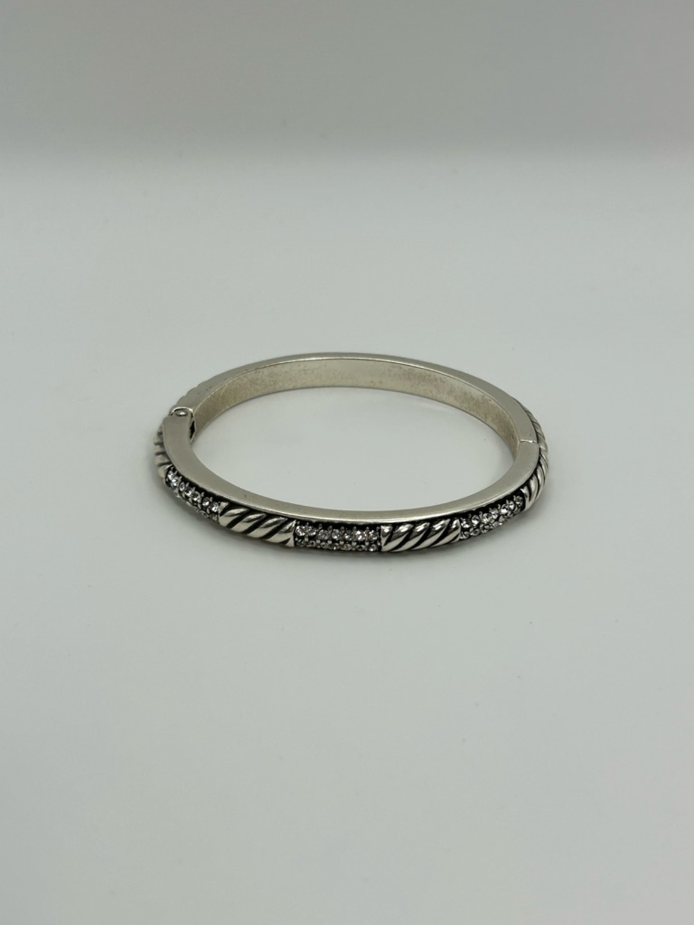 Brighton Sacred Love Bracelet Silver Plated Hinged Clear Crystals Rope Design - Picture 11 of 14
